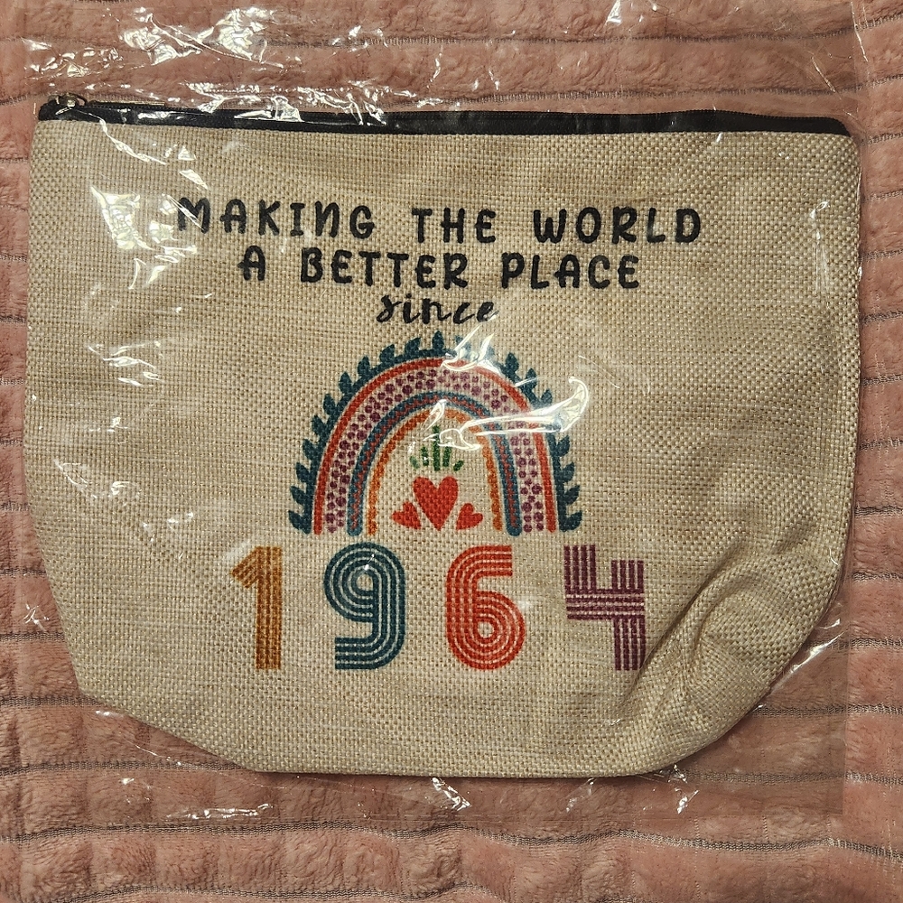 1964 Rainbow Canvas Pouch Multipurpose Cosmetic Bag Pencil Bag NWT